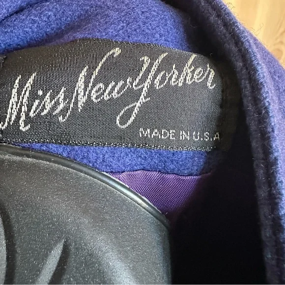 Vtg 80s Beautiful Blue 80% Wool Long Winter Coat/Duster Purple lining USA - Picture 14 of 16